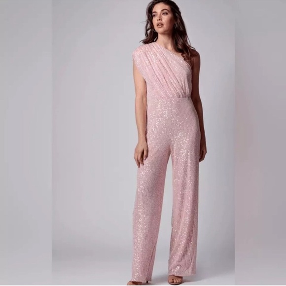NWT | JAYGODFREY Pink Full-Length One-Shoulder Jumpsuit Size 10 - Picture 5 of 12